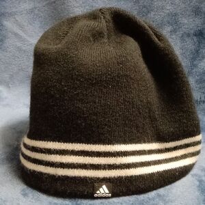 Adidas Black Climawarm White Stripes Beanie OSFA
